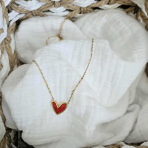 Collier Cœur Rouge Doré