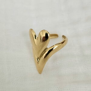 Bague “Double Cœur” – Acier inoxydable