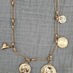 Collier Médailles Dorées – Chaîne Maille Vintage