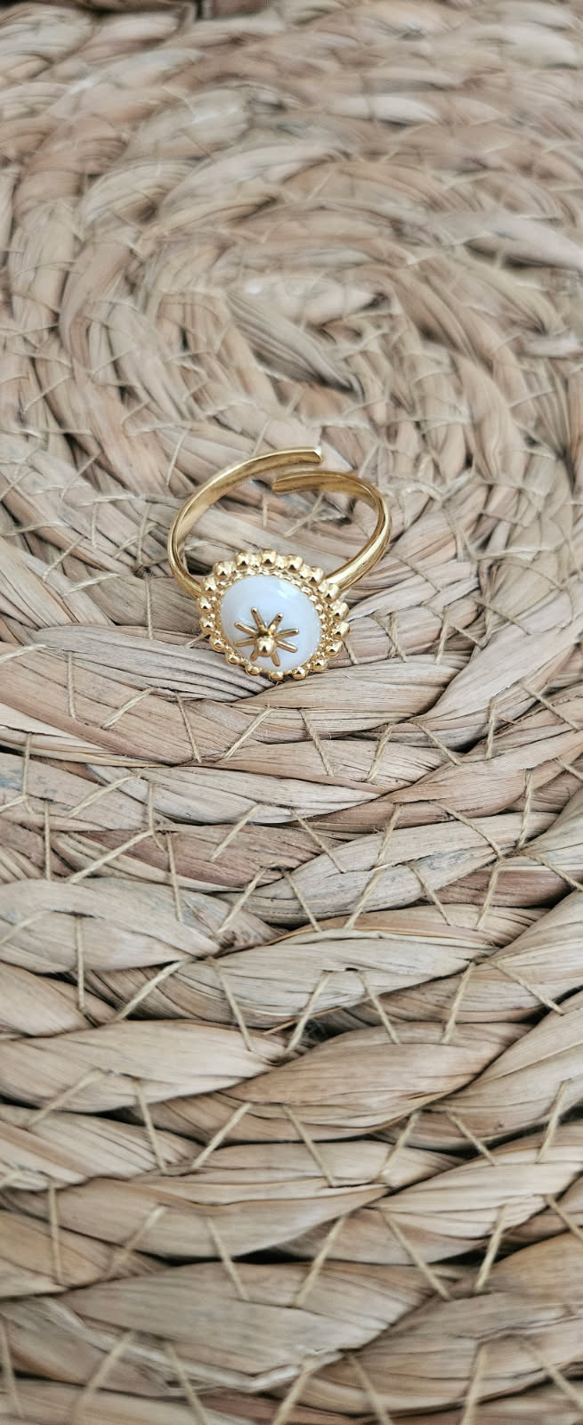 Bague “Étoile Nacrée” – Ajustable Dorée – Image 2