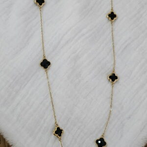 Collier “Nuit Élégante” – Trèfles Noirs & Doré