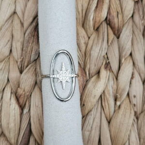 Bague “Étoile Argentée” – Ajustable Strass