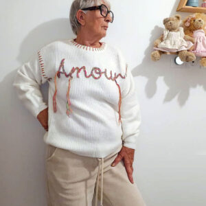 Pull Oversize Amour Blanc